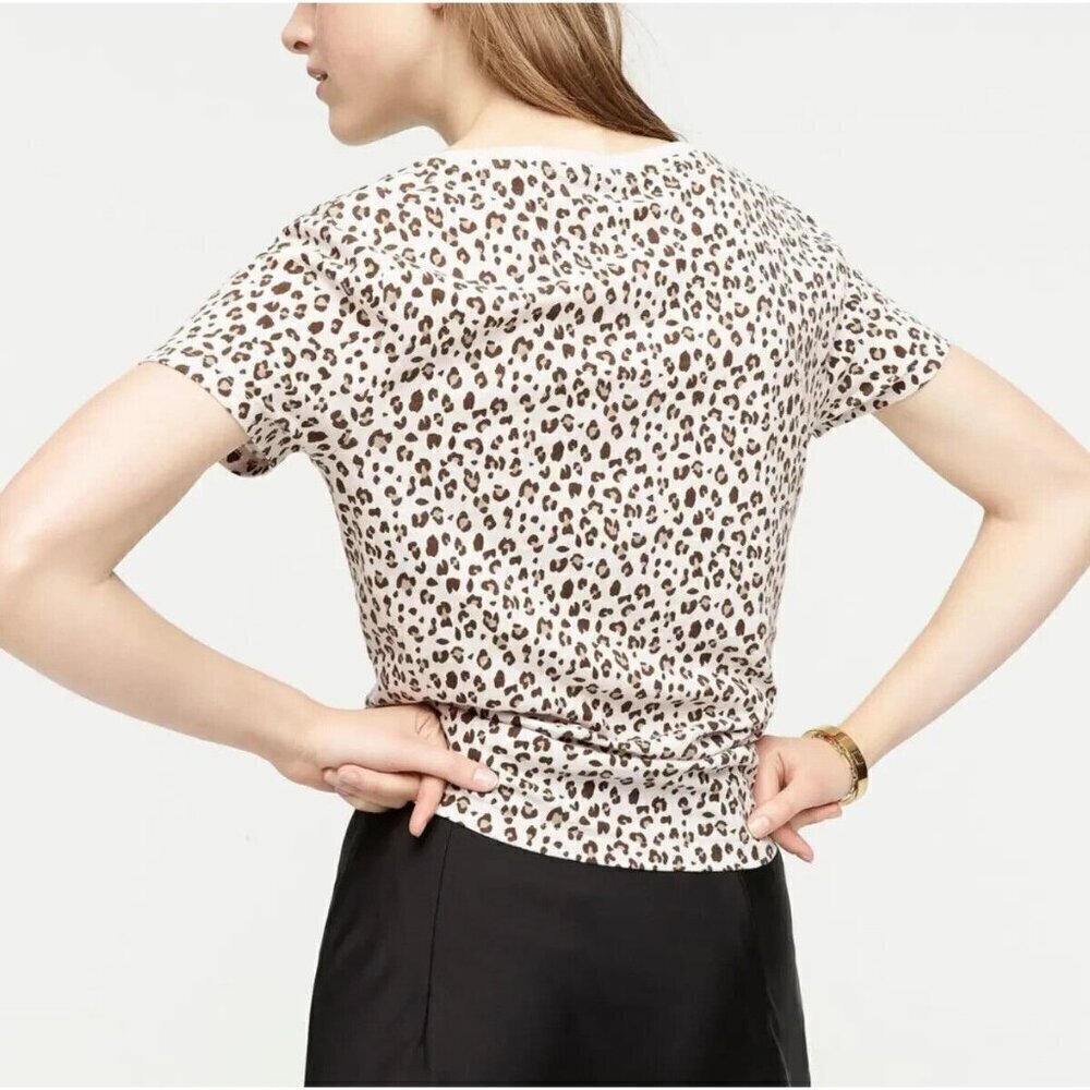 J.Crew Sz Small Vintage 100% Cotton Crewneck T-shirt in Leopard Print NWT - Picture 3 of 10